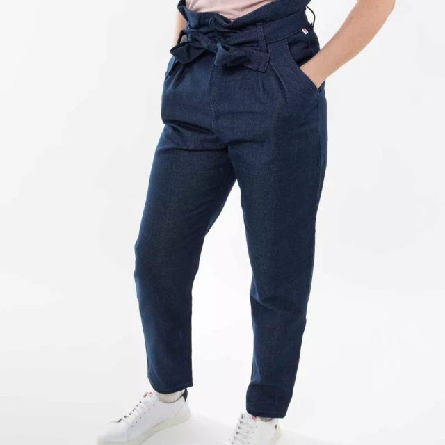 1083 - PANTALON NOUE CAROTTE 209H  coton bio uni bleu