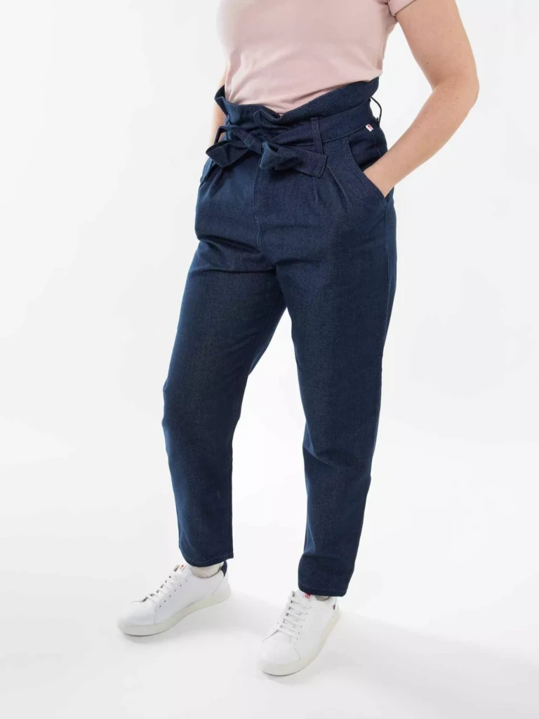 1083 - PANTALON NOUE CAROTTE 209H coton bio uni bleu