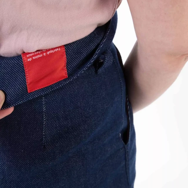 1083 - PANTALON NOUE CAROTTE 209H  coton bio uni bleu