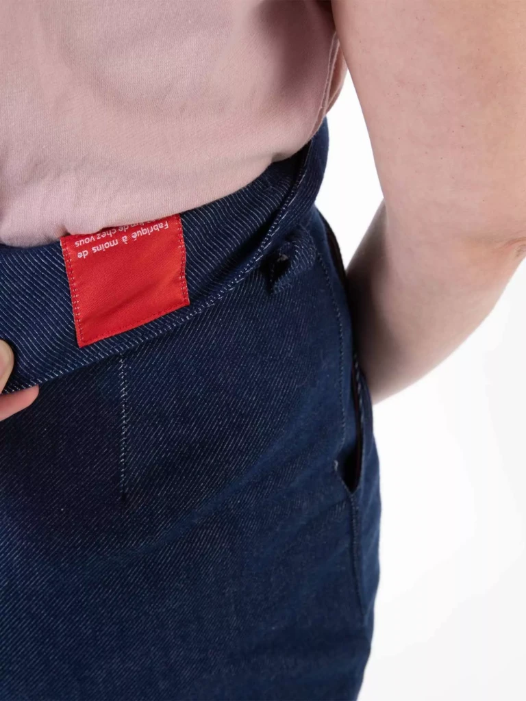 1083 - PANTALON NOUE CAROTTE 209H coton bio uni bleu