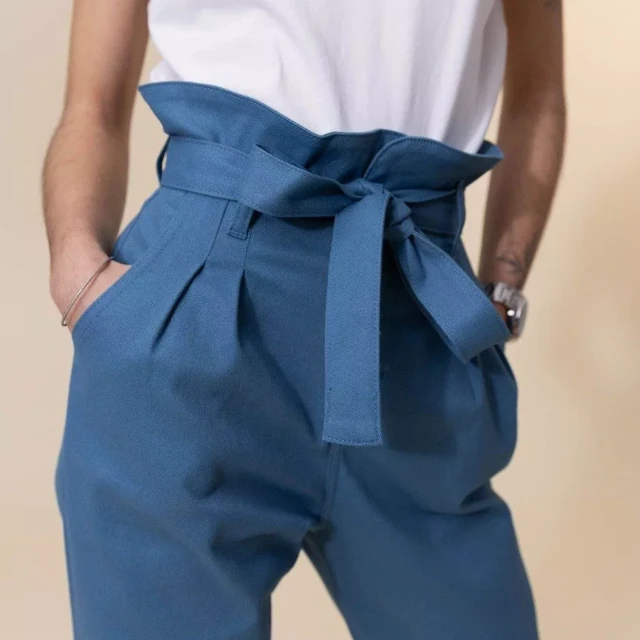 1083 - PANTALON NOUE CAROTTE 209H coton bio uni bleu ardoise