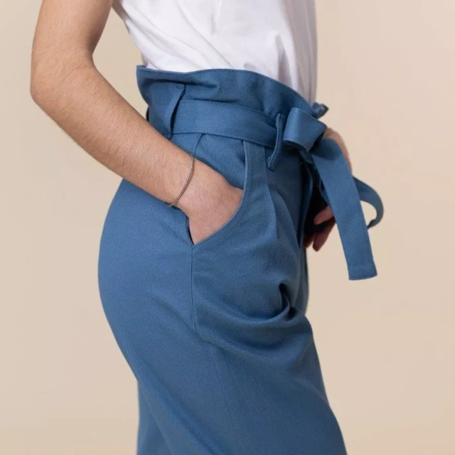 1083 - PANTALON NOUE CAROTTE 209H coton bio uni bleu ardoise