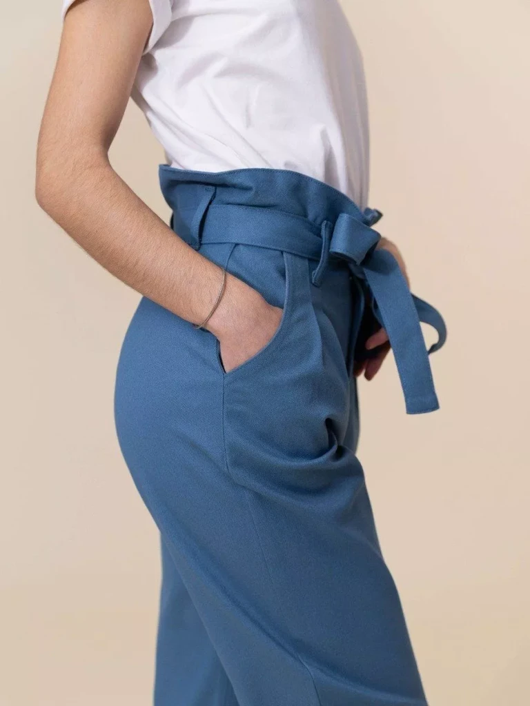 1083 - PANTALON NOUE CAROTTE 209H coton bio uni bleu ardoise