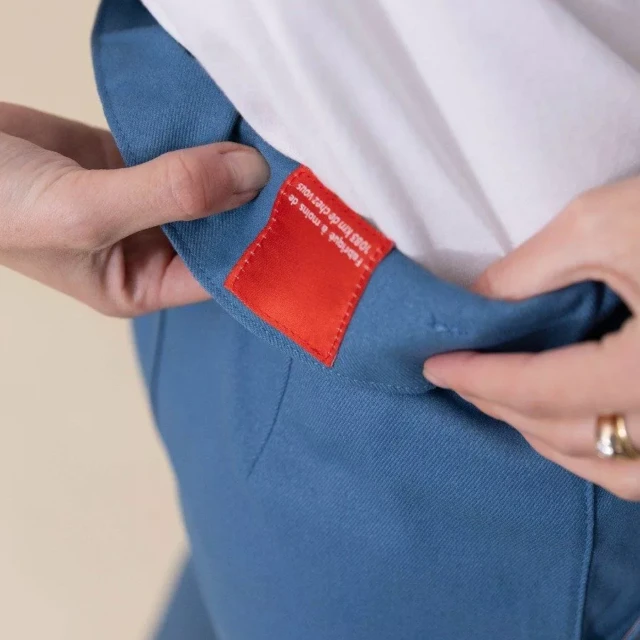 1083 - PANTALON NOUE CAROTTE 209H coton bio uni bleu ardoise