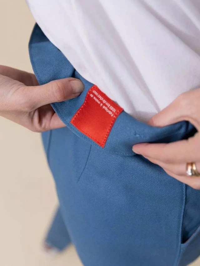 1083 - PANTALON NOUE CAROTTE 209H coton bio uni bleu ardoise