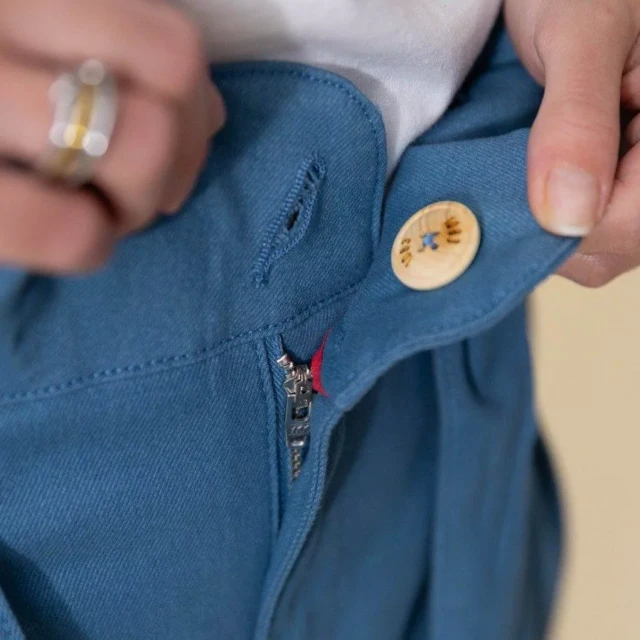 1083 - PANTALON NOUE CAROTTE 209H coton bio uni bleu ardoise