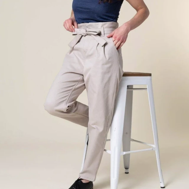 1083 - PANTALON NOUE CAROTTE 209H coton bio uni beige