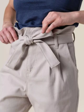 1083 - PANTALON NOUE CAROTTE 209H coton bio uni beige