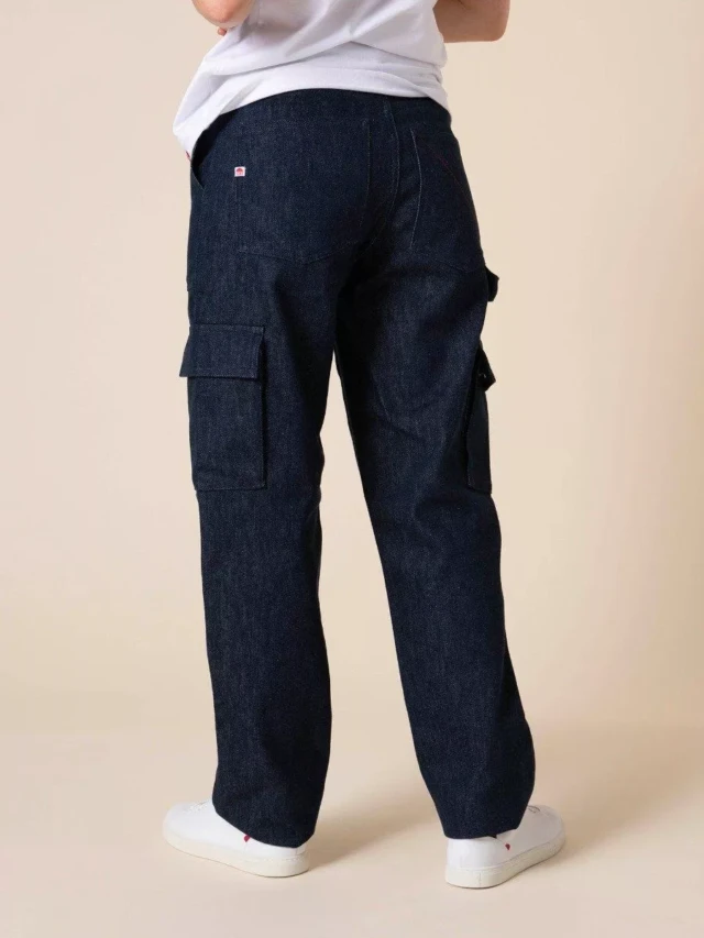 1083 - CARGO DROIT 211N coton bio superdenim bleu Femme