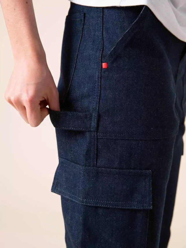 1083 - CARGO DROIT 211N coton bio superdenim bleu Femme