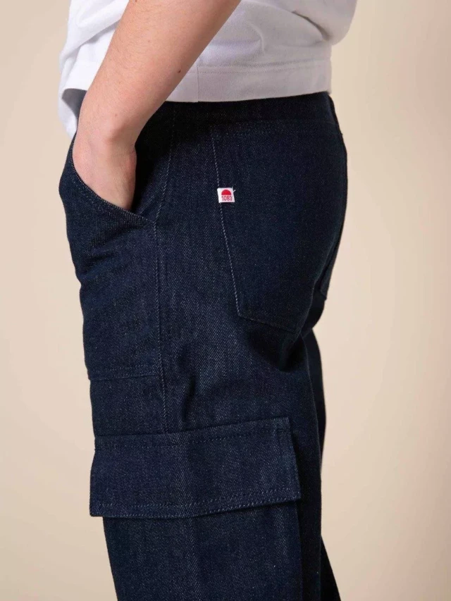 1083 - CARGO DROIT 211N coton bio superdenim bleu Femme
