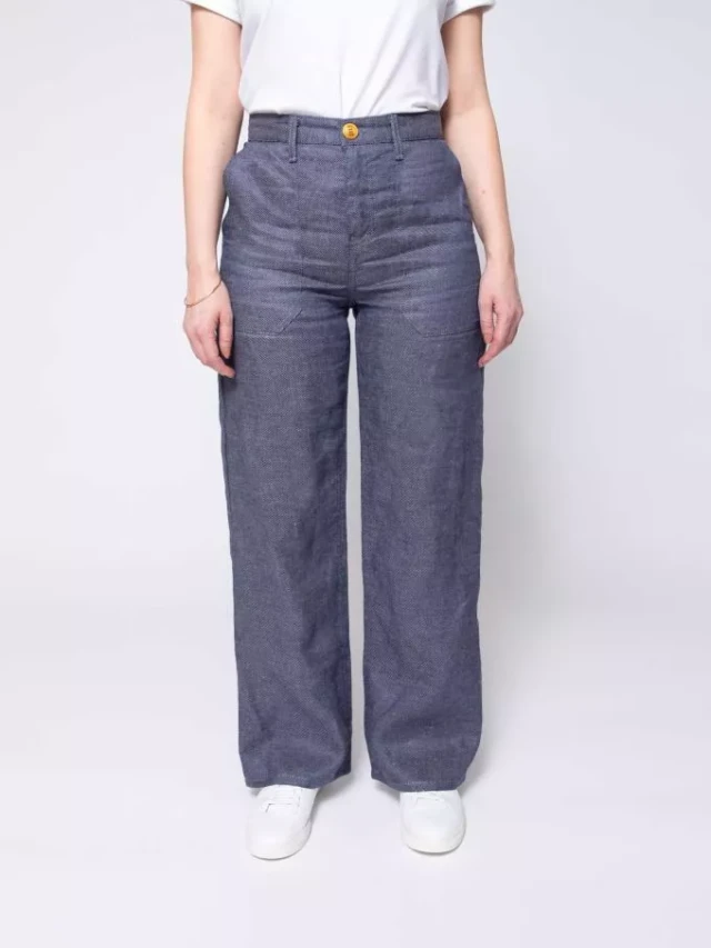 1083 - JEANS LIN LARGE 214H taille haute denimoriginal bleu Femme