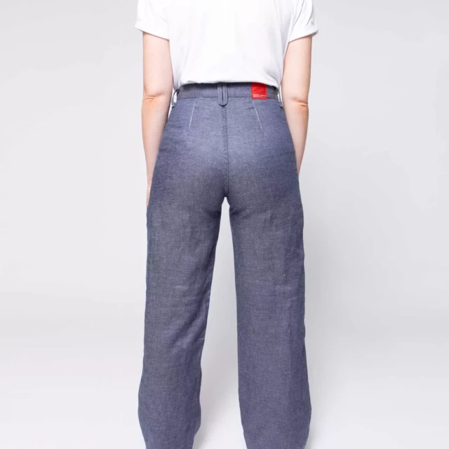 1083 - JEANS LIN LARGE 214H taille haute denimoriginal bleu Femme
