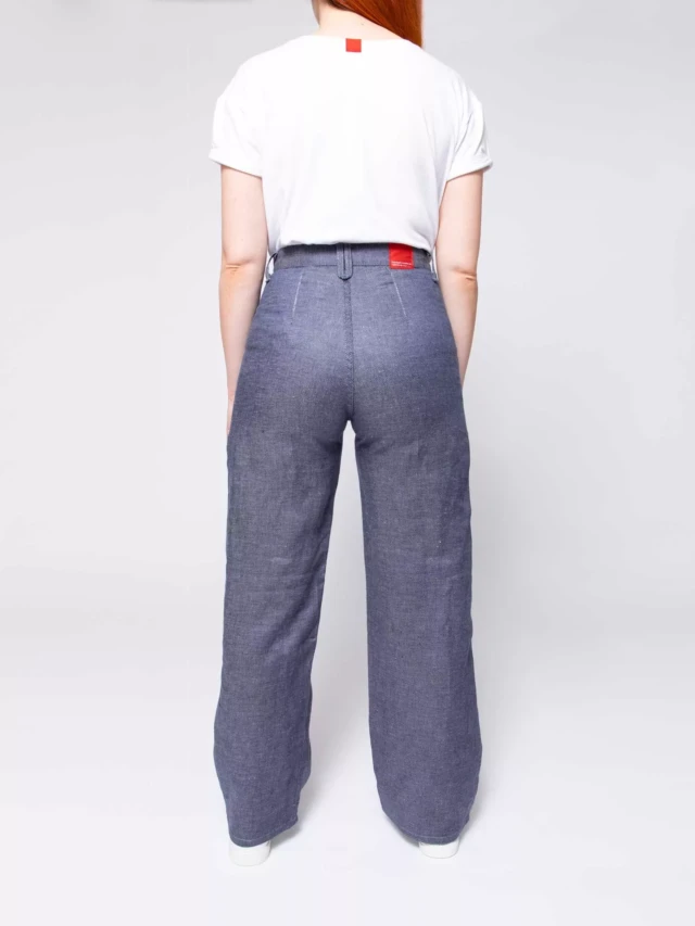1083 - JEANS LIN LARGE 214H taille haute denimoriginal bleu Femme