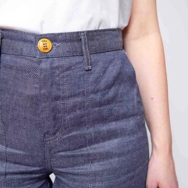 1083 - JEANS LIN LARGE 214H taille haute denimoriginal bleu Femme