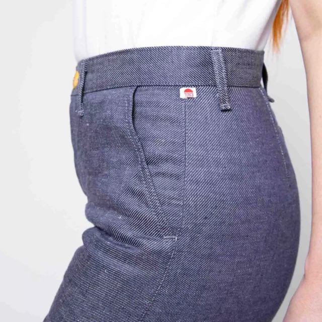 1083 - JEANS LIN LARGE 214H taille haute denimoriginal bleu Femme