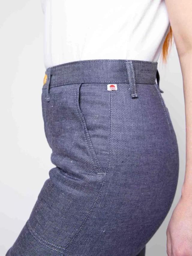 1083 - JEANS LIN LARGE 214H taille haute denimoriginal bleu Femme