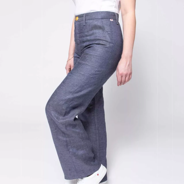 1083 - JEANS LIN LARGE 214H taille haute denimoriginal bleu Femme