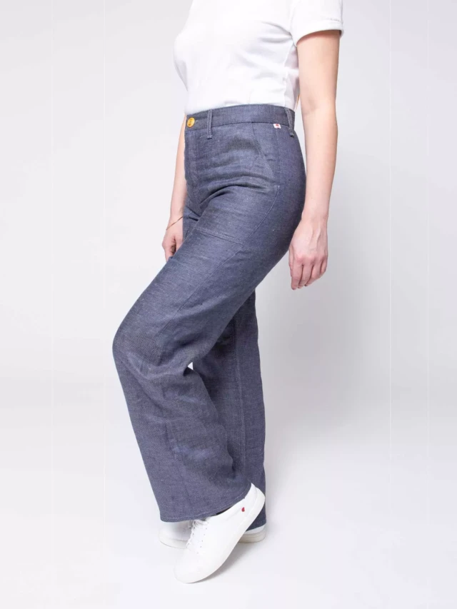 1083 - JEANS LIN LARGE 214H taille haute denimoriginal bleu Femme