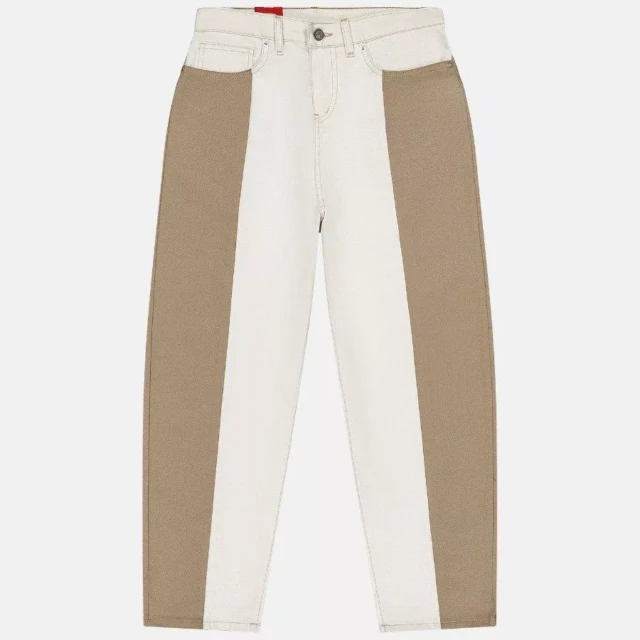 1083 - PANTALON BICOLORE 219H superdenim ecru beige Femme