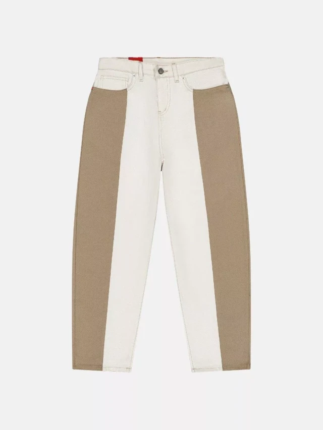 1083 - PANTALON BICOLORE 219H superdenim ecru beige Femme