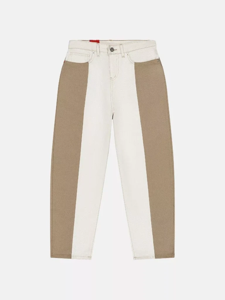 1083 - PANTALON BICOLORE 219H superdenim ecru beige Femme