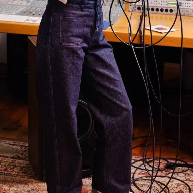 1083 - JEANS LARGE 221H  flex taille haute coton bio indigo brut