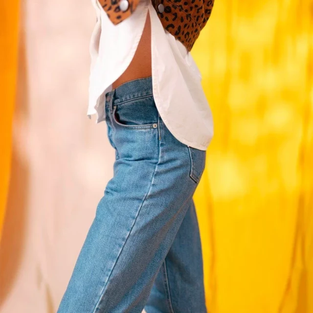 1083 - JEANS BOYFRIEND 224N DELAVE 100 % coton bio indigo clair femme