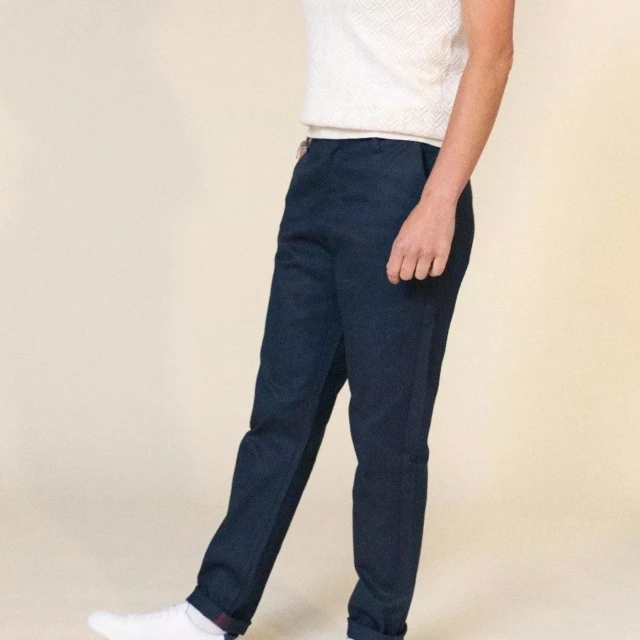 1083 - CHINO AJUSTE 263N bleu marine coton bio filidenim flex Femme