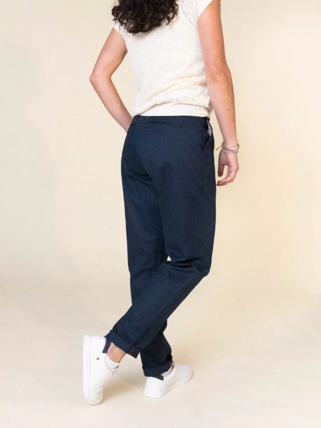 1083 - CHINO AJUSTE 263N bleu marine coton bio filidenim flex Femme