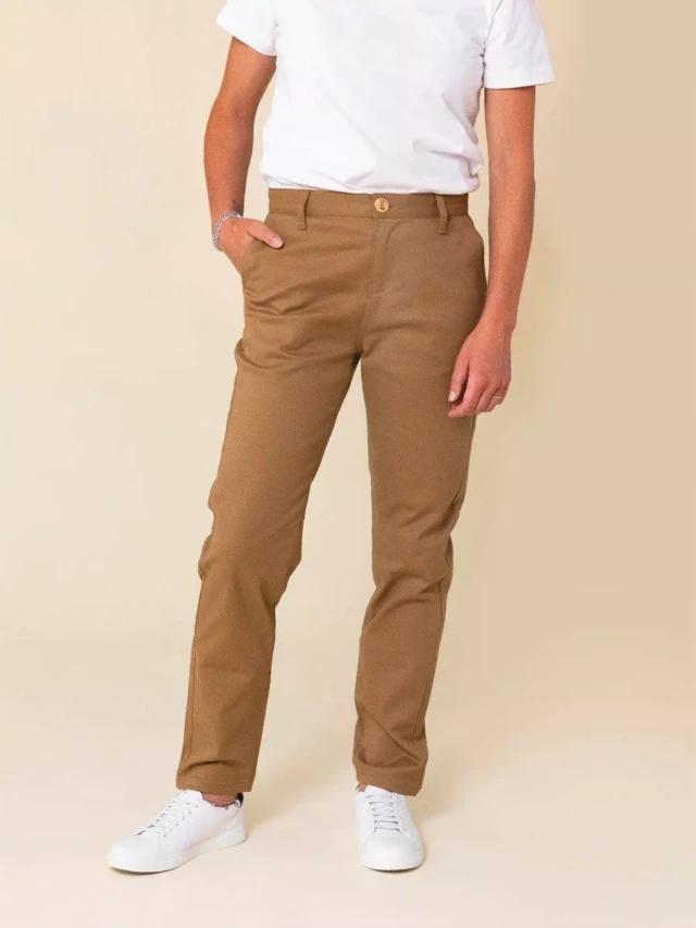 1083 - CHINO AJUSTE 263N marron clair coton bio filidenim flex Femme