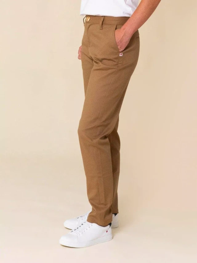 1083 - CHINO AJUSTE 263N marron clair coton bio filidenim flex Femme