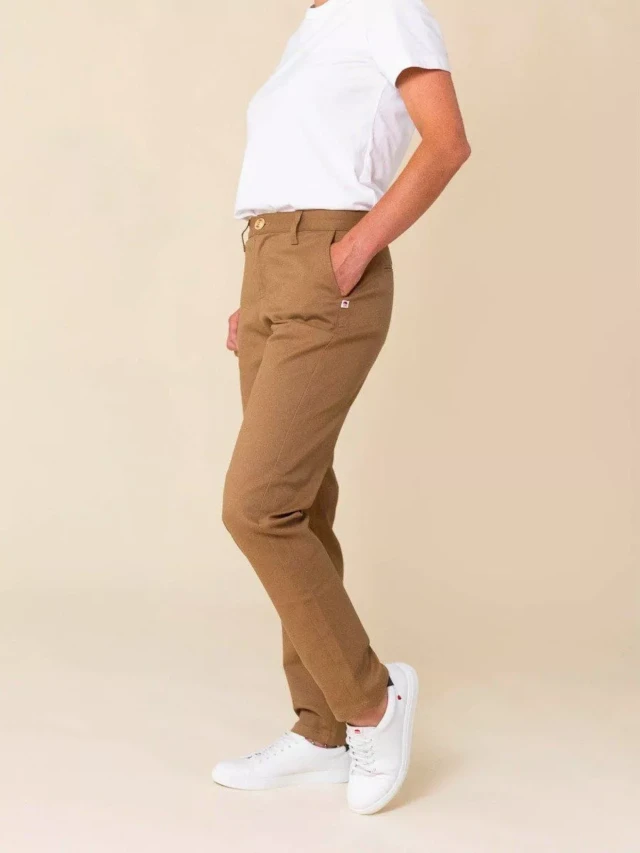 1083 - CHINO AJUSTE 263N marron clair coton bio filidenim flex Femme