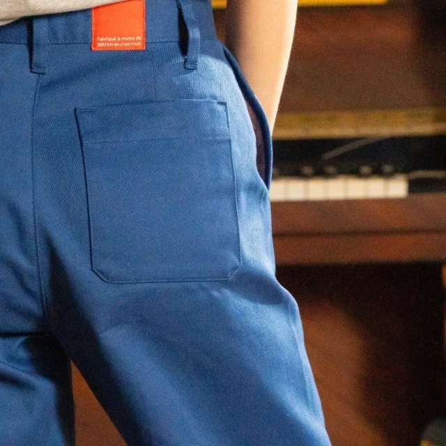 1083 - JEANS LARGE 266H DROIT bleu ouvrier uni superdenim coton bio