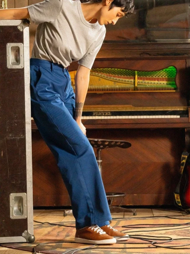 1083 - JEANS LARGE 266H DROIT bleu ouvrier uni superdenim coton bio