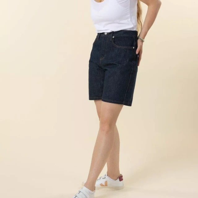 1083 - BERMUDA JEAN 271H DROIT bleu coton bio femme