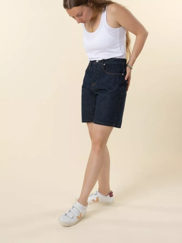 1083 - BERMUDA JEAN 271H DROIT bleu coton bio femme