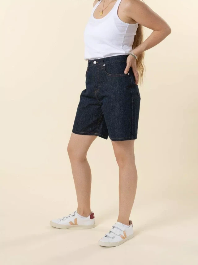 1083 - BERMUDA JEAN 271H DROIT bleu coton bio femme