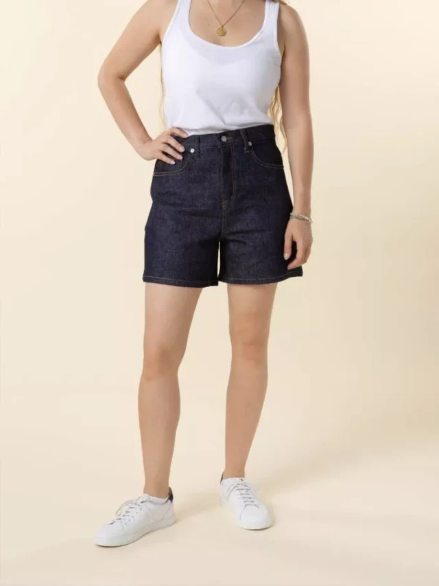 1083 - Short jeans 276h large taille haute