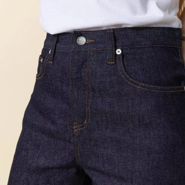 1083 - SHORT JEANS 276H LARGE taille haute coton bio indigo brut
