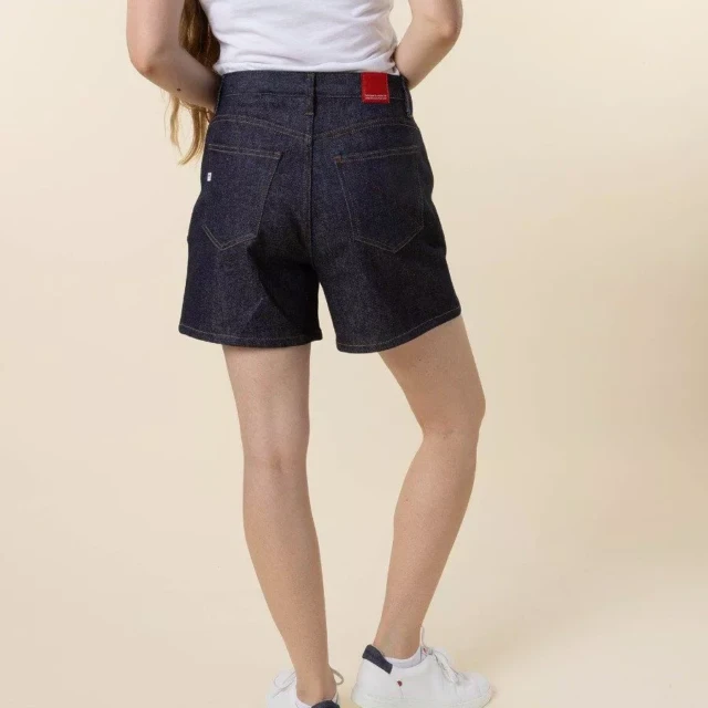 1083 - SHORT JEANS 276H LARGE taille haute coton bio indigo brut