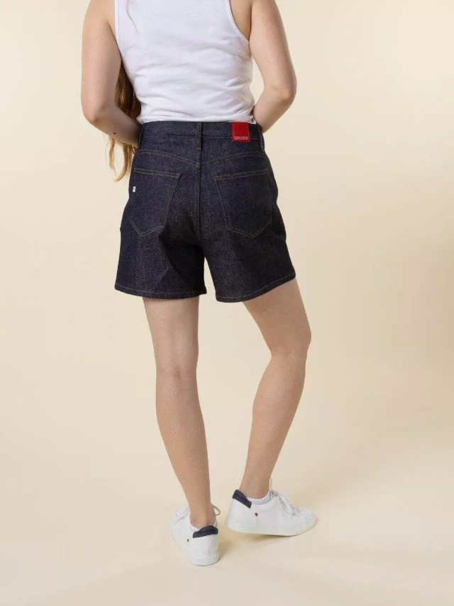 1083 - SHORT JEANS 276H LARGE taille haute coton bio indigo brut