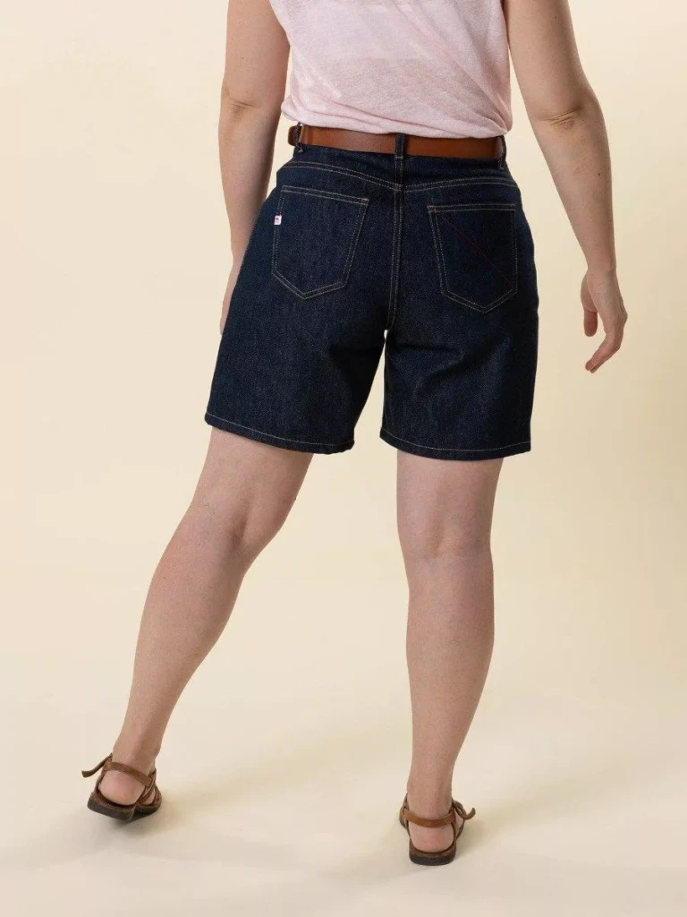 1083 - SHORT MOM 278H LARGE taille haute coton bio bleu