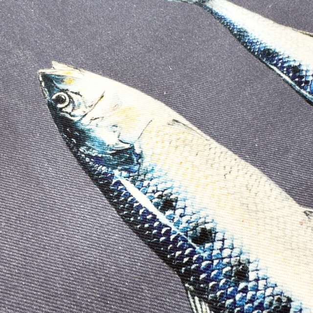 varek.illustrations - Tablier Gris Pragues 100% coton : Les Sardines