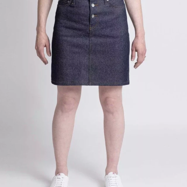 1083 - JUPE JEANS 291H taille haute coton bio superdenim flex indigo brut