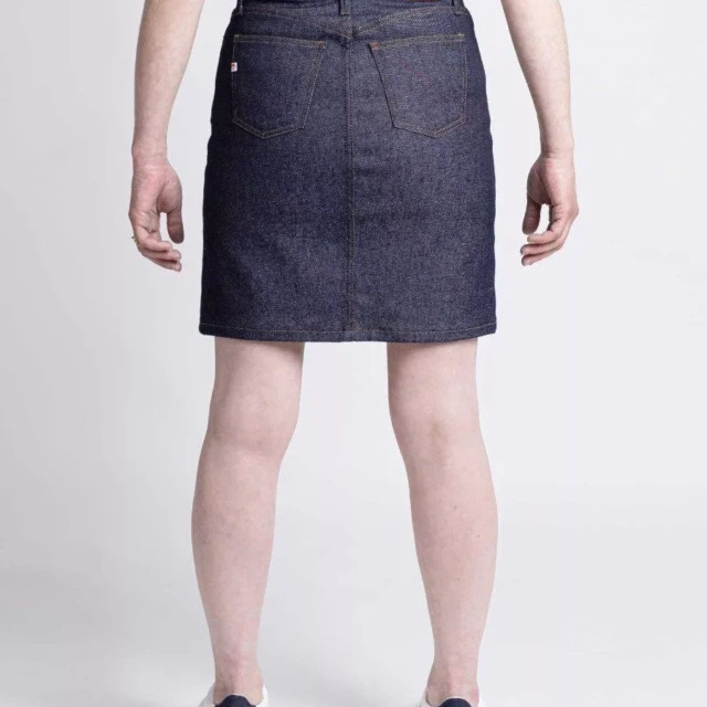 1083 - JUPE JEANS 291H taille haute coton bio superdenim flex indigo brut