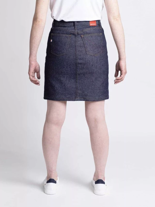 1083 - JUPE JEANS 291H taille haute coton bio superdenim flex indigo brut