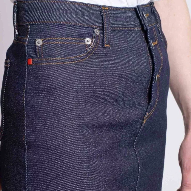 1083 - JUPE JEANS 291H taille haute coton bio superdenim flex indigo brut