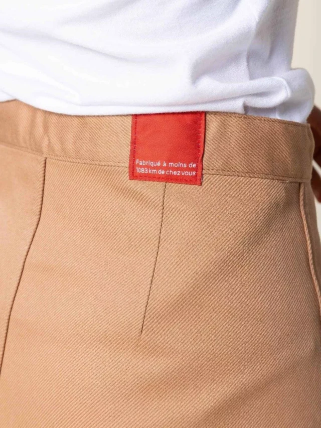 1083 - JUPE TRAPEZE 292H POCHES PLAQUEES denimoriginal marron argile