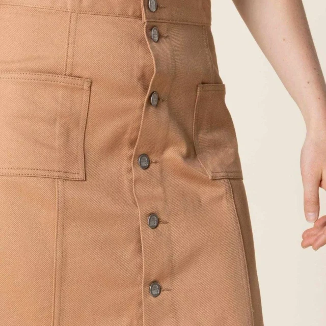 1083 - JUPE TRAPEZE 292H POCHES PLAQUEES denimoriginal marron argile